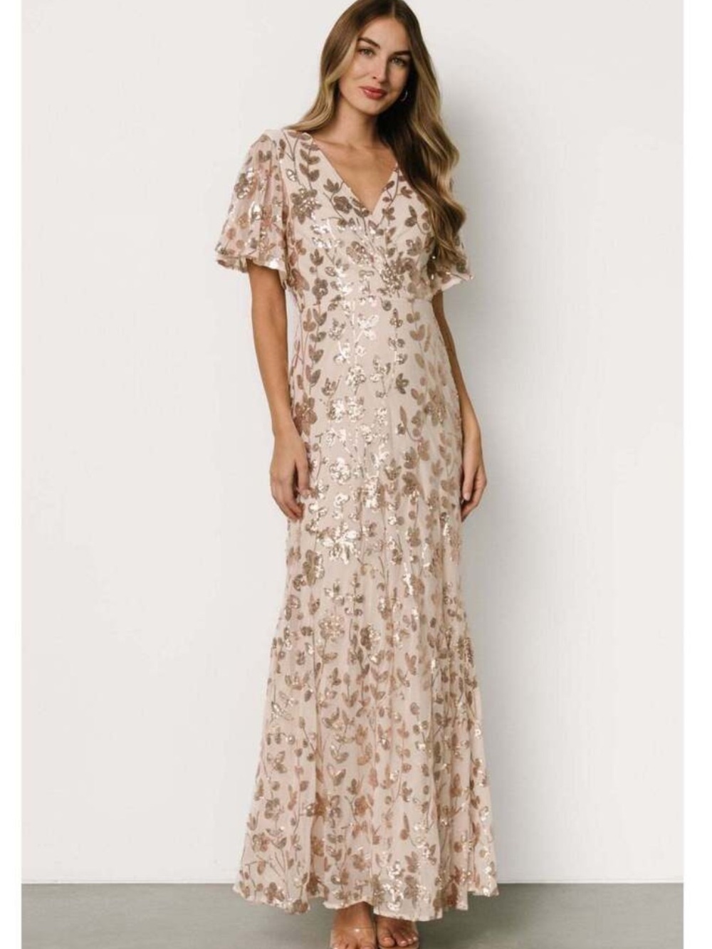 Baltic Born Esme Sequin Dress I Rose Gold Size Medium